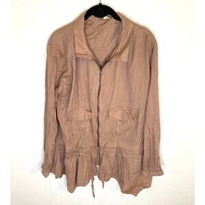 Kori Lightweight Zip Jacket w/Elastic Waist Ties Size Medium